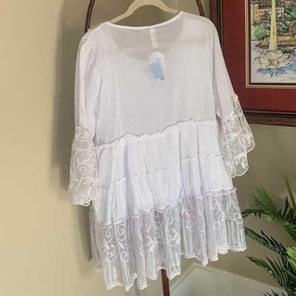 White Eyelet BoHo Dress/Top NWT - Picture 9 of 11